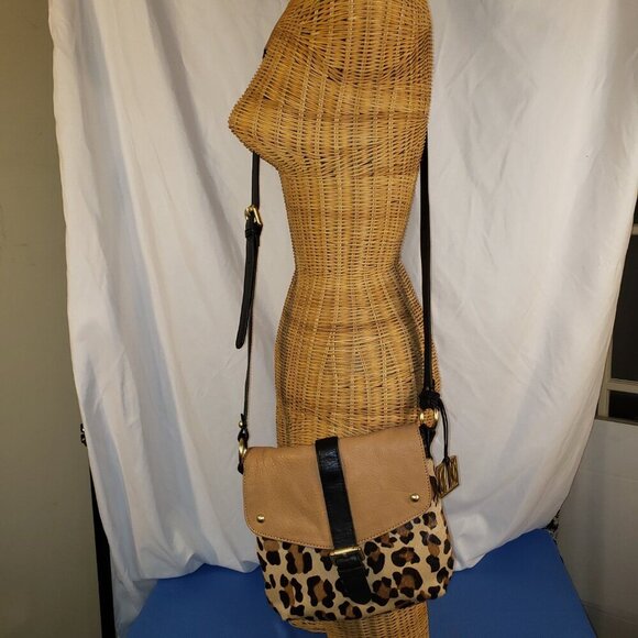 Vintage Via Neroli Leopard Print & Leather Crossbody Handbag - Picture 2 of 15